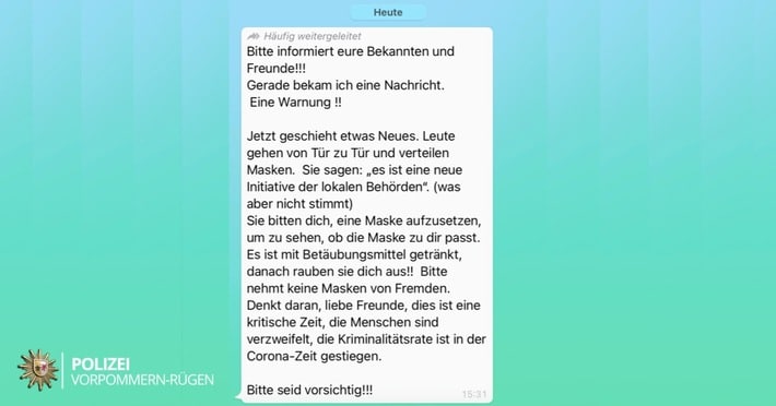 pol hst kettenbrief warnt vor vermeintlichen betr gern mit bet ubungsmittelversetzten masken