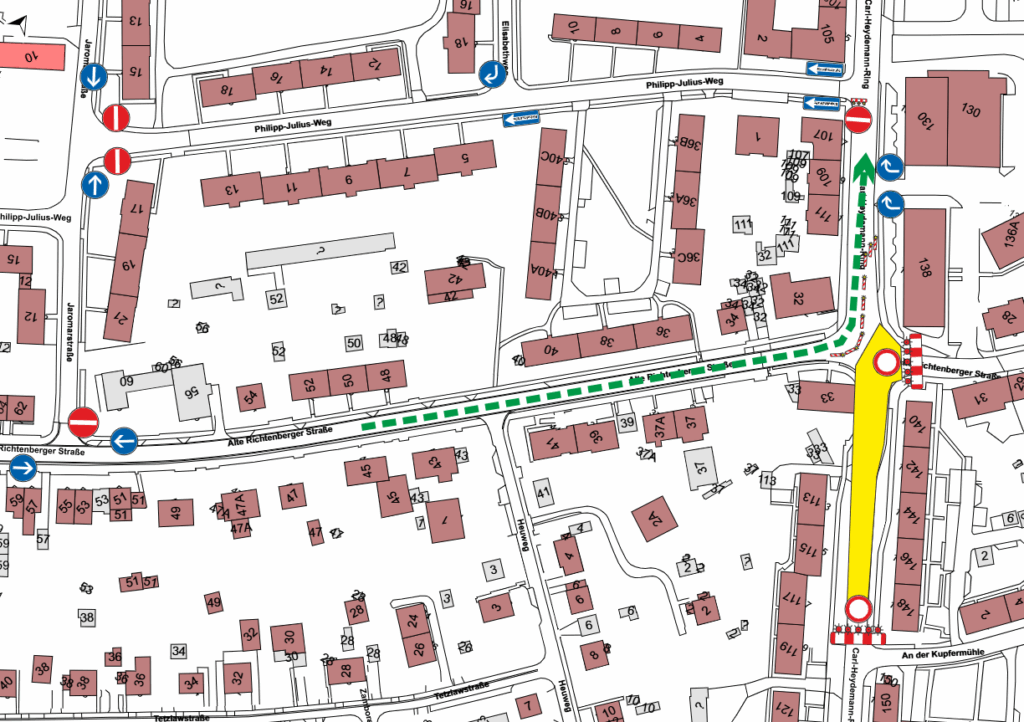 Vollsperrung im Carl-Heydemann-Ring ab 7. Juli 1 Sperrung C. Heydemann RIng
